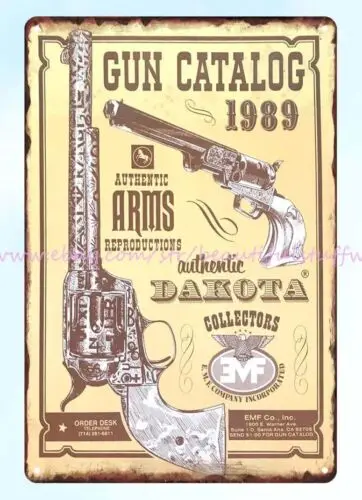 1989 E.M.F Gun Catalog cover metal tin sign indoor outdoor kitchen wall decor