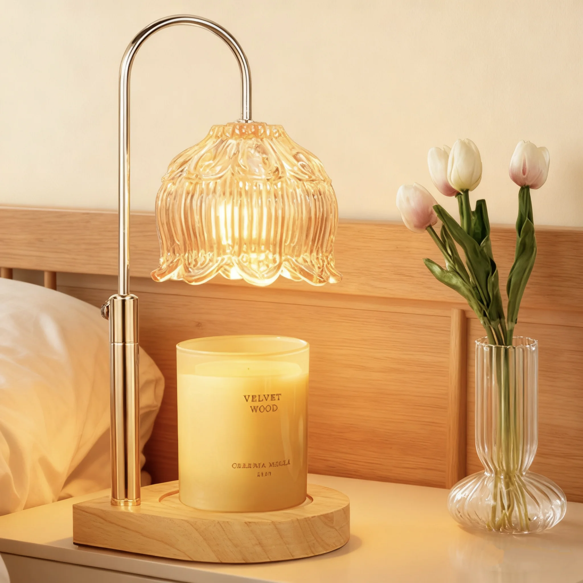 Wax-melting Lamp,Crystal Candle Wax Melting Lamp Electric Warmer with Timer Adjustable Temperature for Scented Jar Candles HomeValley Lily Shape Elegant Gift