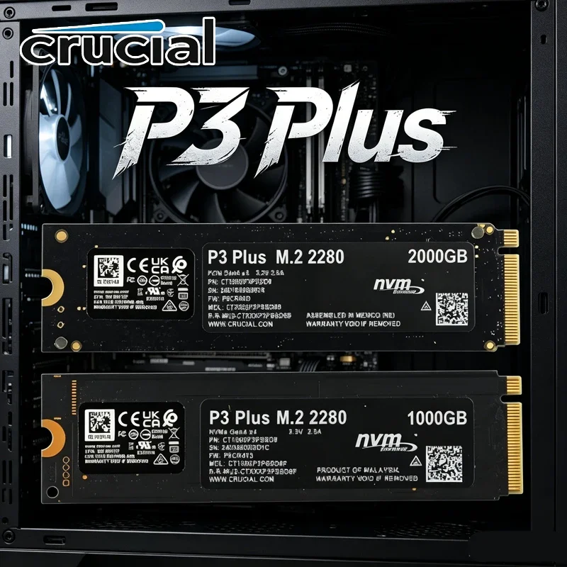 Unidad de Almacenamiento Interna Crucial P3 Plus P310 T500 M.2 2280 PCIe Gen4 NVMe SSD de 1 TB y 2 TB, Unidad de Alta Velocidad OEM para Computadora de Escritorio y Portátil