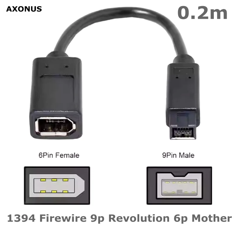 20CM White Firewire IEEE 1394 IEEE1394 6PIN Female to 1394b 9PIN male Firewire 400 TO 800 Adapter Cable 20CM