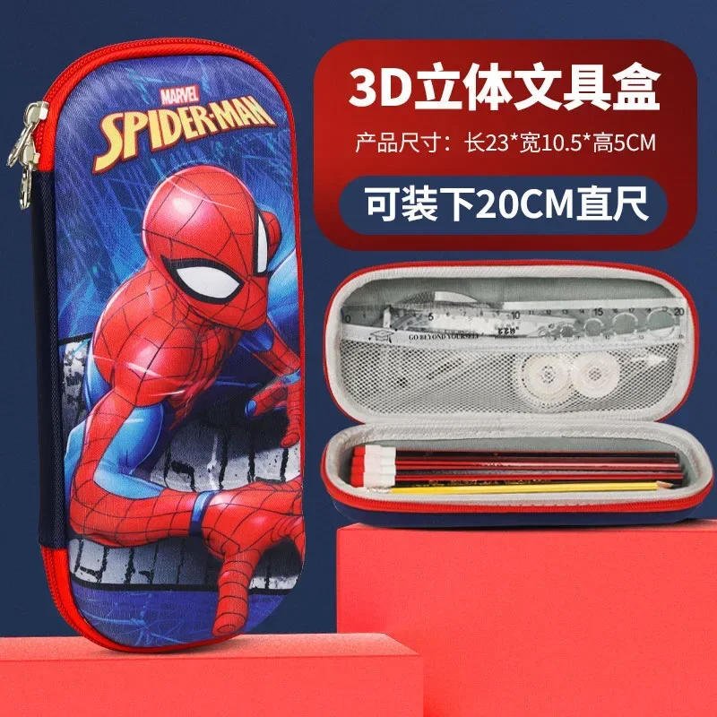 Marvel Spiderman Pencil Case Handsome Cartoon Iron Man Captain America High-capacity Bilayer Pencil Box School Supplies Gifts