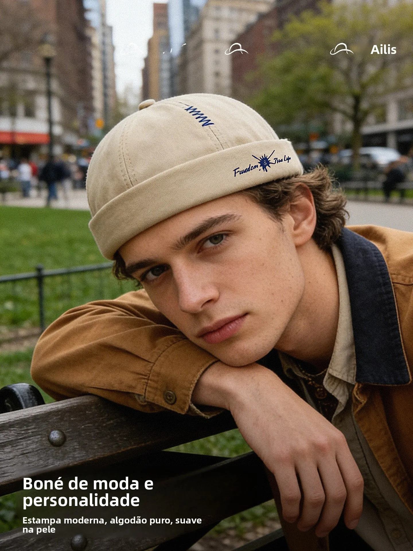 春夏薄手純綿フラットキャップメンズつばなしカフ付きメロンスキンハットトレンドヒップホップアーティスティックハット小顔効果多用途帽子