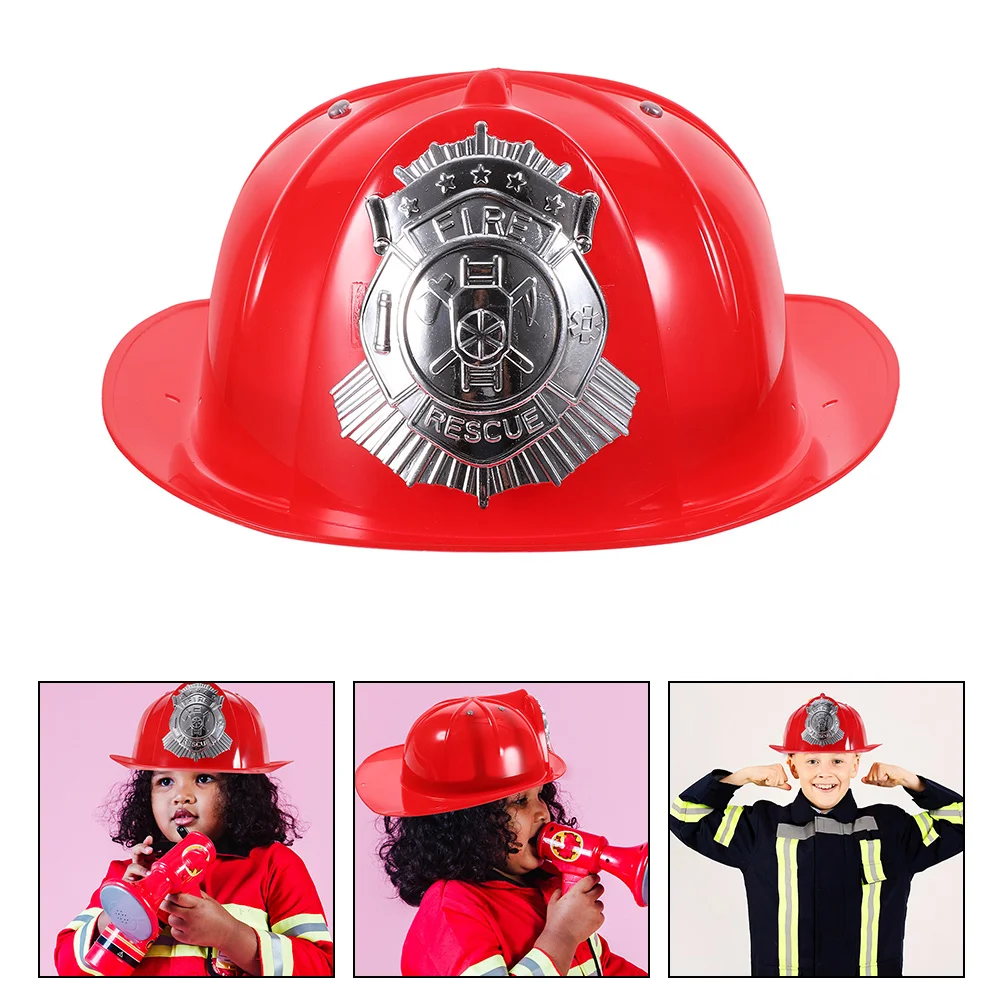 2 Pcs Firefighter Costumes for Kids Safety Fireman Children Accessory Toys Toddler Hat Pretend Helicopter Cosplay