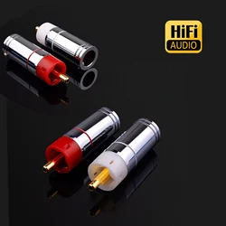 4Pcs Silver Gold Plated RCA Plugs audio signal connectors plug RCA jack aluminium alloy Shell Extension adapter Diy