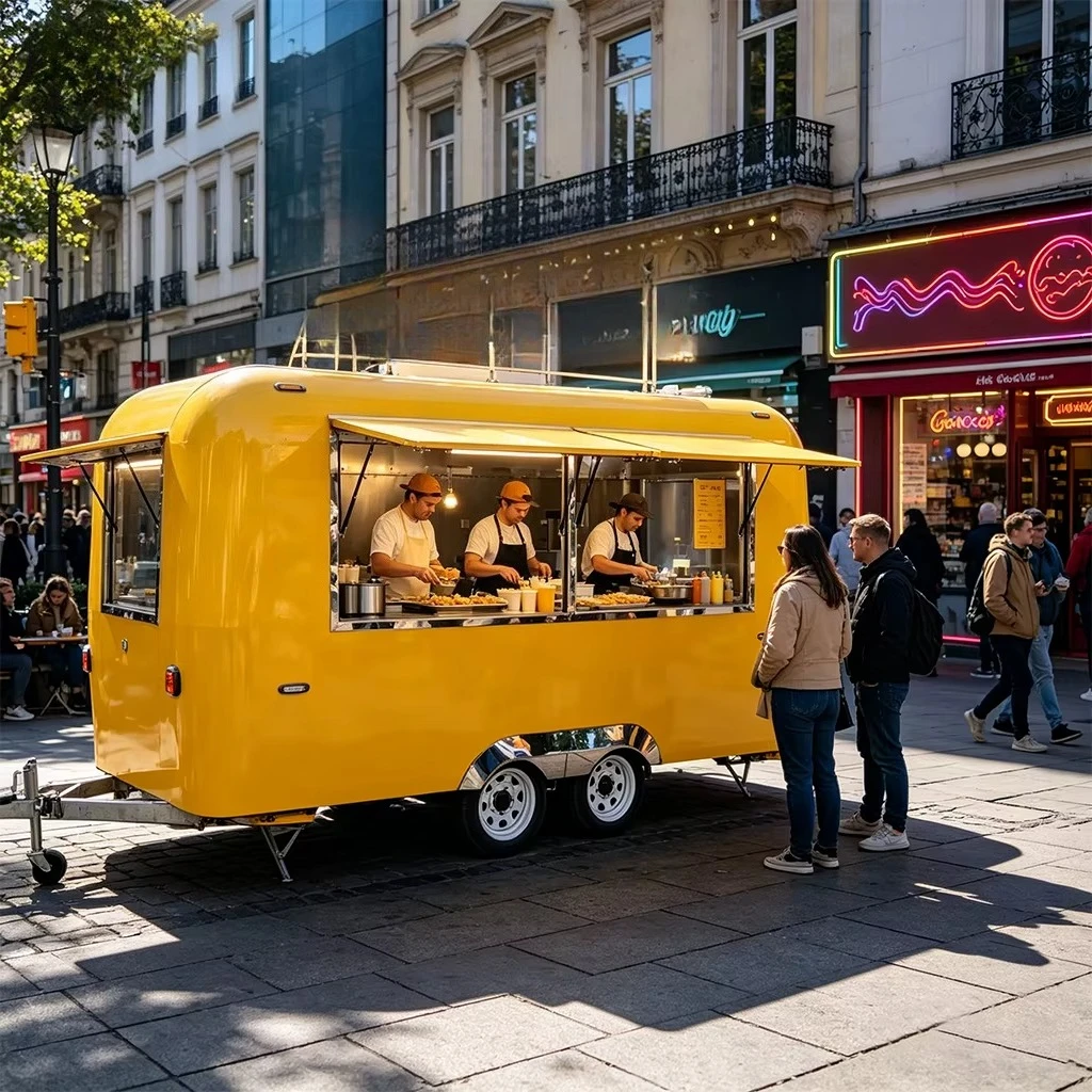 Kitchen Food Truck Fully Customize Europe Steel Trailer Full Ice Small Stainless Mobile Food Trailer
