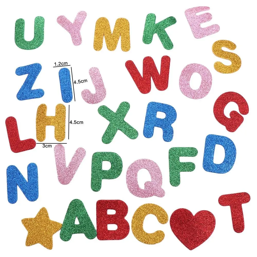 A-Z Letters Foam Letter Sticker Wall Decals Decoration Glitter Alphabet Sticker Colourful Self-adhesive