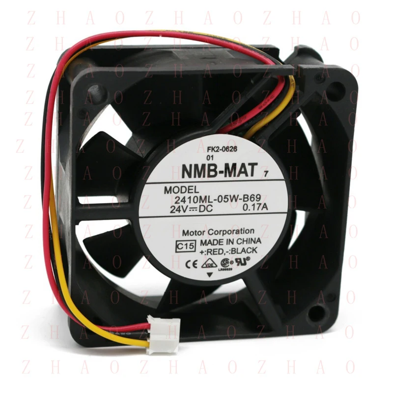 

Вентилятор охлаждения инвертора L+5шт для NMB 2410ML-05W-B69, DC 24В 0.17А, 3-контактный, 60*60*25мм