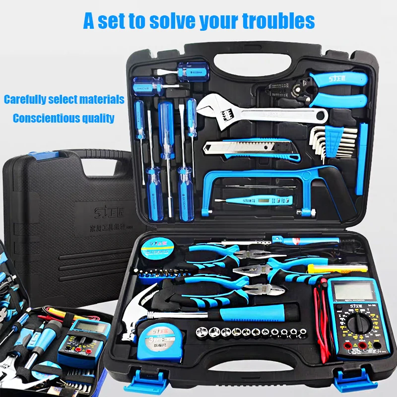 Manual Electrician Toolbox Multimeter Electrical Hardware Maintenance Set Household Tool Set Optional 17, 25, 65 pieces