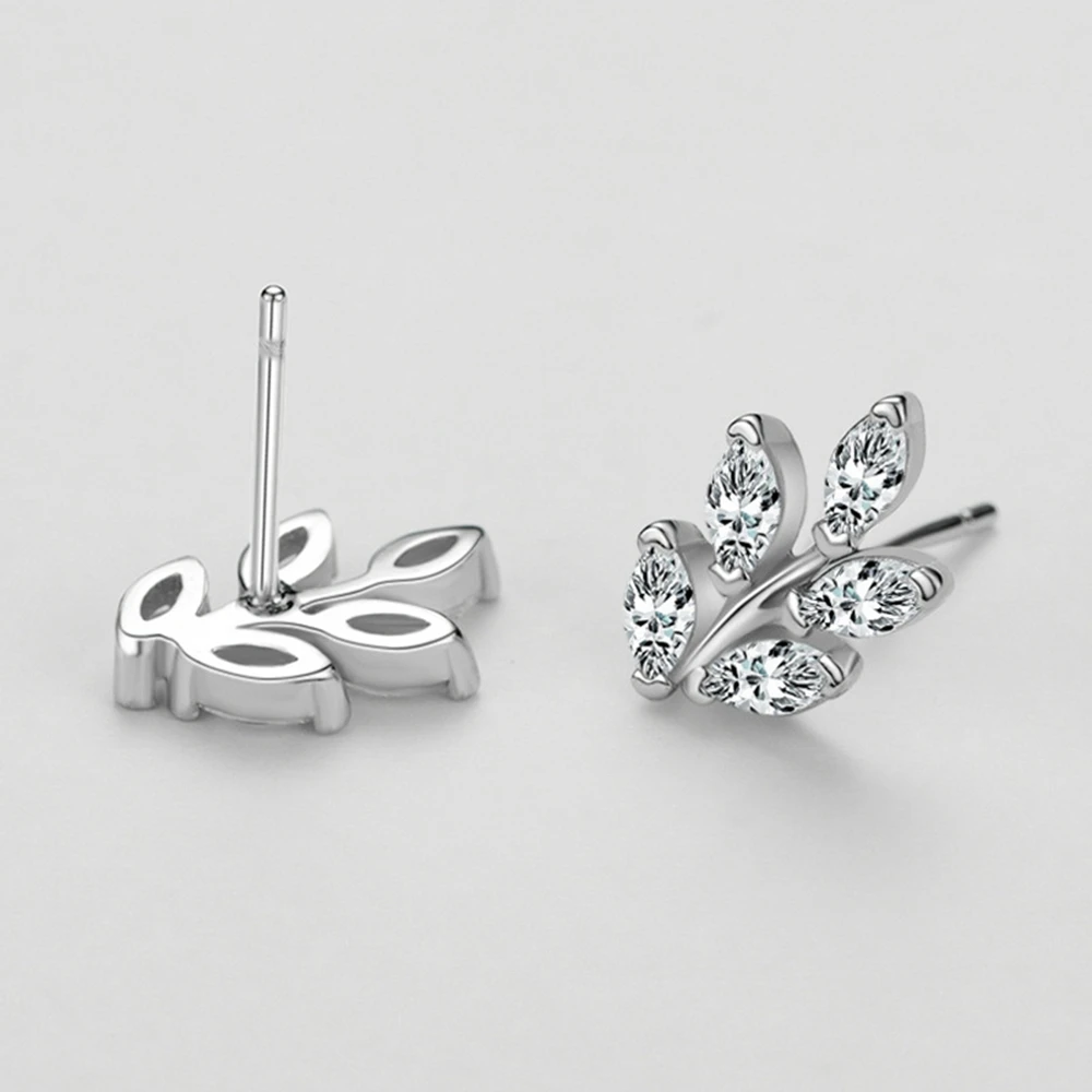 PuBang Fine Jewelry 100% 925 Sterling Silver High Carbon Diamond Wedding Leaves Stud Earrings for Women Party Gift Drop Shipping