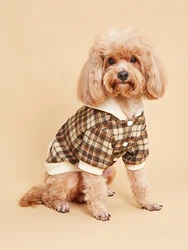 Dog Hoodie for Small Dogs Costume Soft Puppy with  Doggie Plaid Pet Clothes Turtleneck Cat Apparel Attire