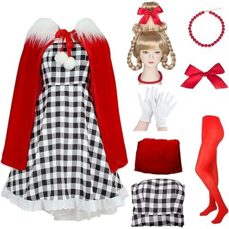 

Cindy Loo Costume Adult Women Cindy Dress Cape Wig Halloween Christams Cosplay Costume Accessories
