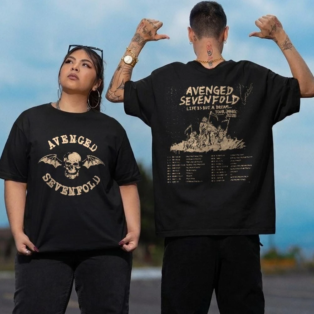 Metal Concert Tee Avenged Sevenfold Life Is But A Dream Tour 2026 T-shirt 2026 Summer Men Women Cotton T-shirt Street Wear Y2K