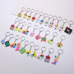 30pcs Cartoon PVC Stationery Keychain Party Favors, Mini Cute Keyring For Classroom Prizes, Birthday Christmas Party Favors Gift
