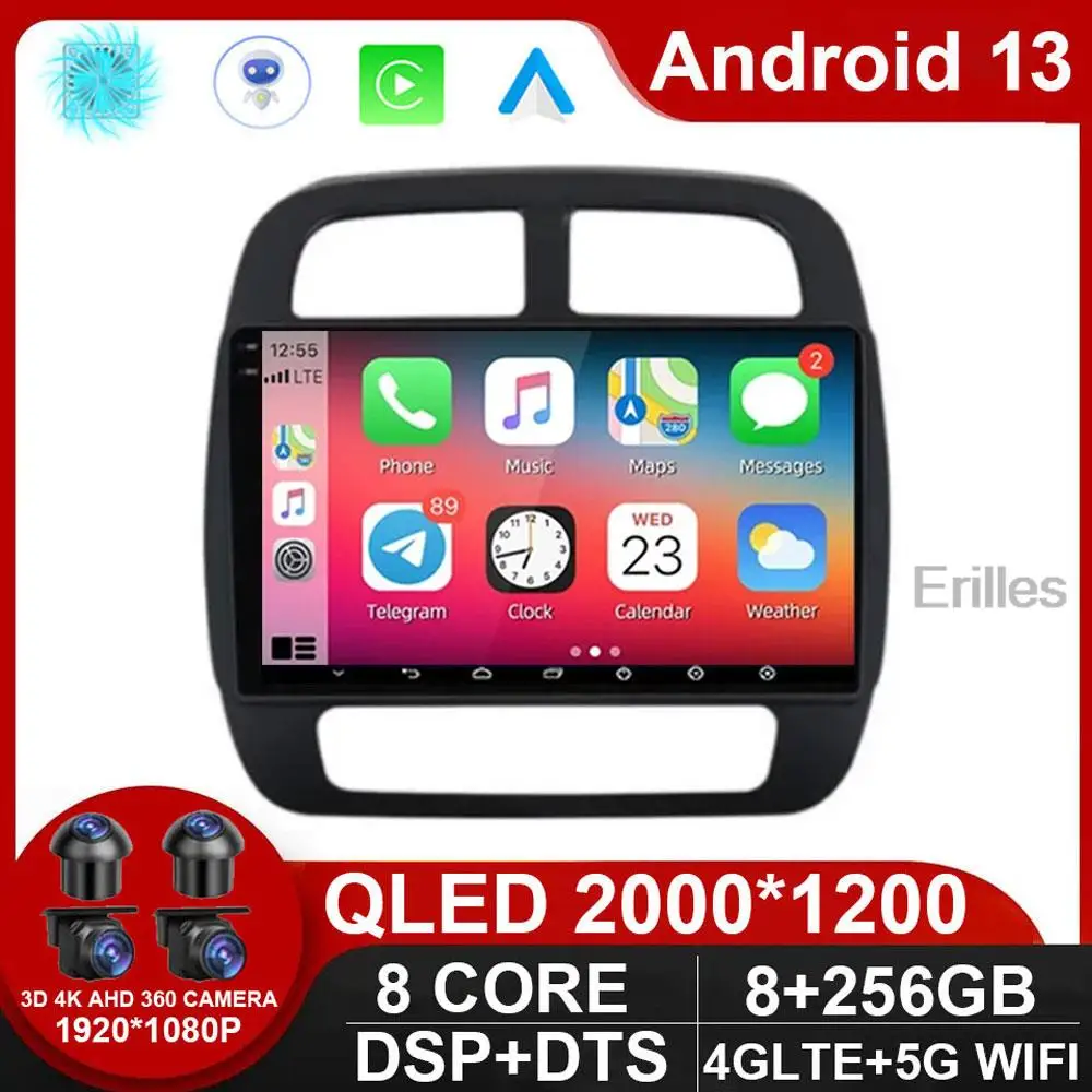 8G+256G Android 13 For Renault KWID K - ZE Dacia spring 2018 2019 Car Player GPS Radio DSP 4G LTE Carplay WIFI SWC Autoradio