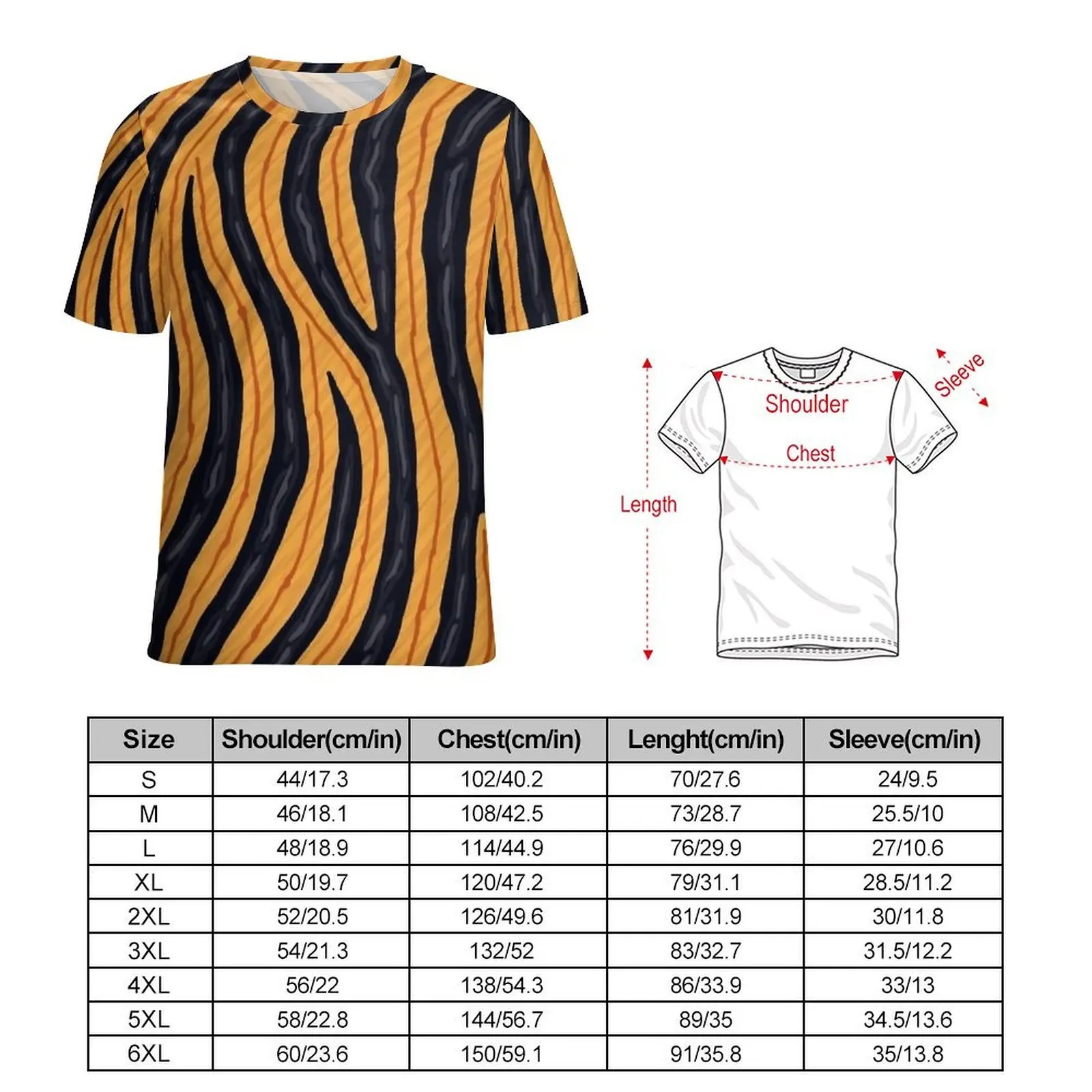 Summer T Shirt Vintage Drawn Tiger Stripe Print T Shirts  Streetwear Retro Tee Shirt For Male Short Sleeve Pattern Oversize Tops