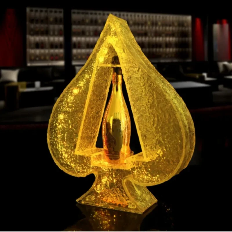 Fashion Ice Rock Led Luminous of Spade Champagne Bottle Presenter Growing Cocktail Wine Bottle Holder for Nightclub Party