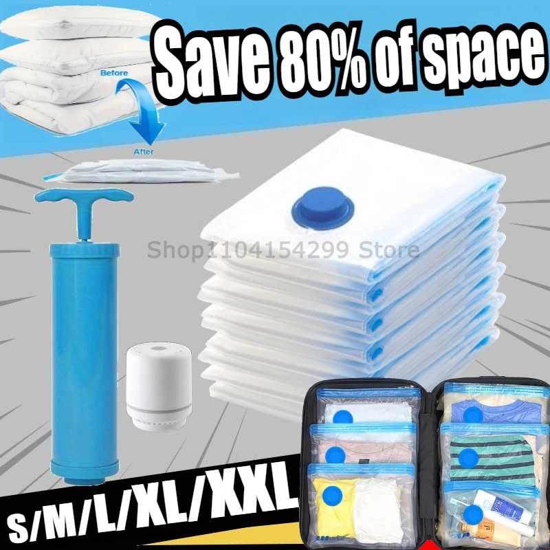 Vacuum Storage Bags Multi-Purpose Plastic Rectangular Bags with Zipper Closure Space-Saving Organizer Space Saver Bags
