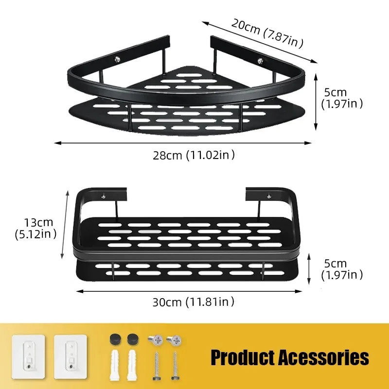 Bathroom Shelves No-drill Wall Mount Corner Shower Shelf Storage Rack Holder for Shampoo Makeup Organizer Bathroom Accessories