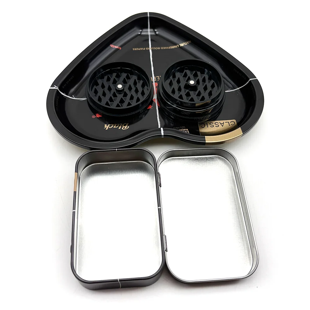 Love-Shaped Cigarette Tray Tobacco Metal Rolling Tray 16.5x18CM Plate 60MM Plastics Herb Grinder 2 layer Cigarette Spice Crusher - view 3