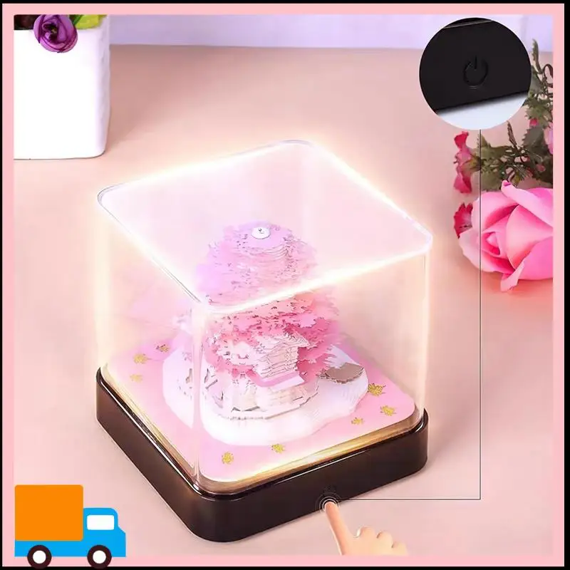 3D Art Calendar Memo Pad 2024, Creative Timepiece Calendar Sakura Tree Rip Away Paper Carving Sticky DIY Note Green Easy To Use