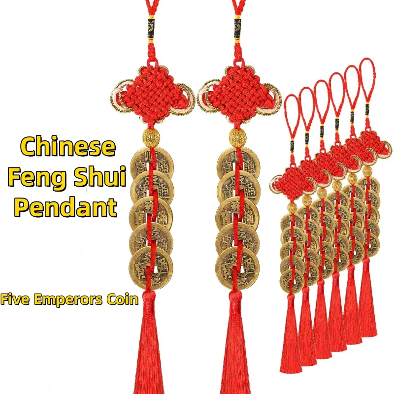 

Chinese New Year Lucky Coins Charms Chinese Knot Feng Shui Tassel Hanging Pendant for Home Health Wealth Success Lucky Decor