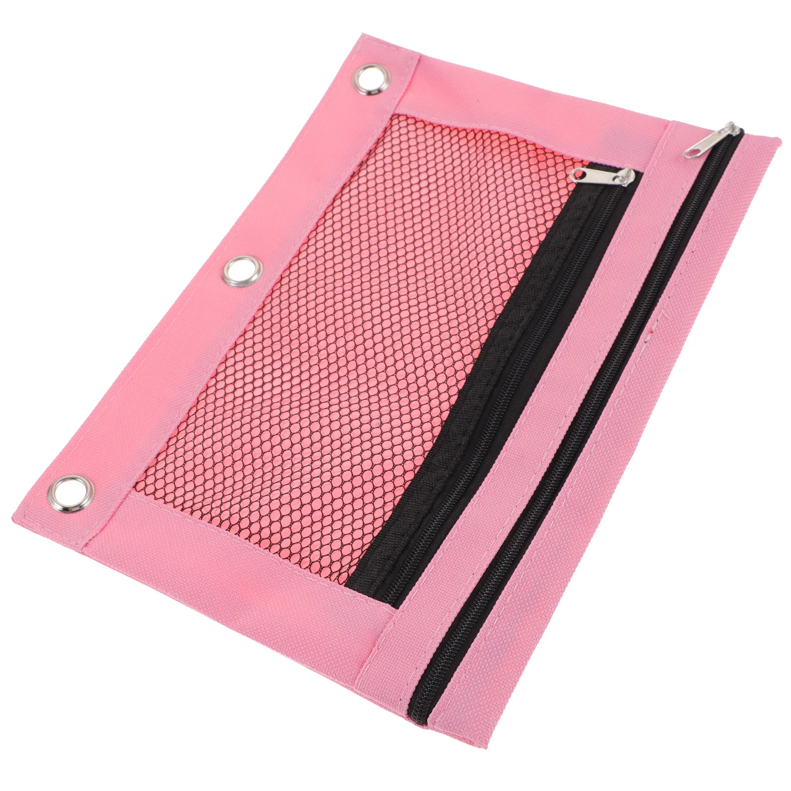 

Pencil Case Binder 3 Ring Detachable Pouch Black B5 Oxford Cloth Mesh Pen Holder Zipper Pocket Office Student Stationery File