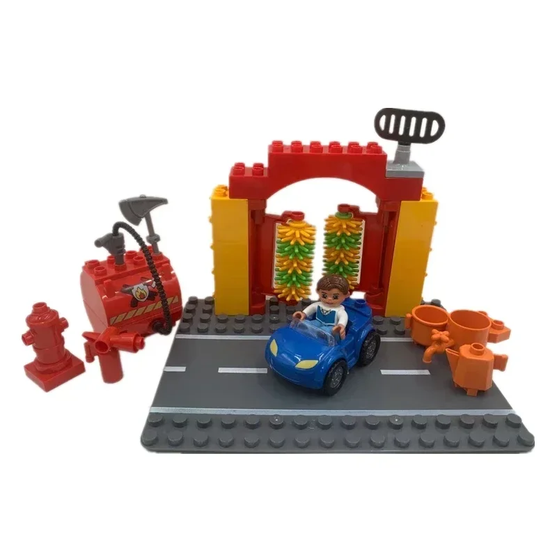 Big Building Blocks Compatible Large Bricks Road Plate Car Parking Pole Fuel Station City Traffic Kids Educational Creative Toys