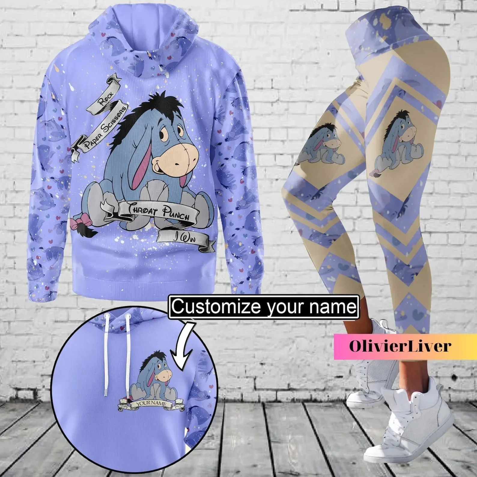 2024 Eeyore Hoodie And Leggings Suit Women\'s Diseny Winnie the Pooh Hoodie Yoga Pants Sweatpants Fashion Tracksuit Set