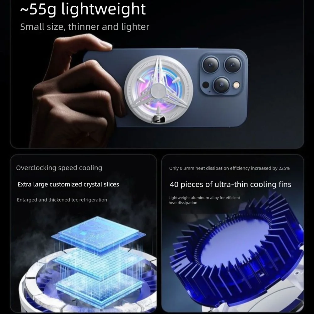 2025 New SR02 Pro Mobile Phone Radiator 2-in-1 Lightweight Mobile Phone Cooling Kit High-Performance Top Version Cooling Fan