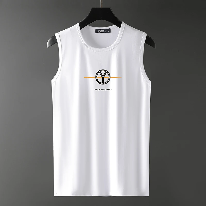 

Summer Wide oulder Silk Cotton Vest Men's Loose Ice Silk Sports Fitn Svel Casual Outdoor Running round Ne Sweat ...