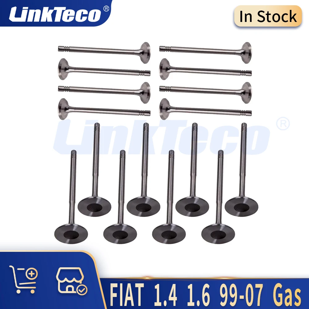 

16PCS Engine Parts Intake Exhaust Valve Kit 1.2 1.4 L Gas 97-12 16v For FIAT 500L BRAVA BRAVO DOBLO IDEA MAREA LANCIA MUSA