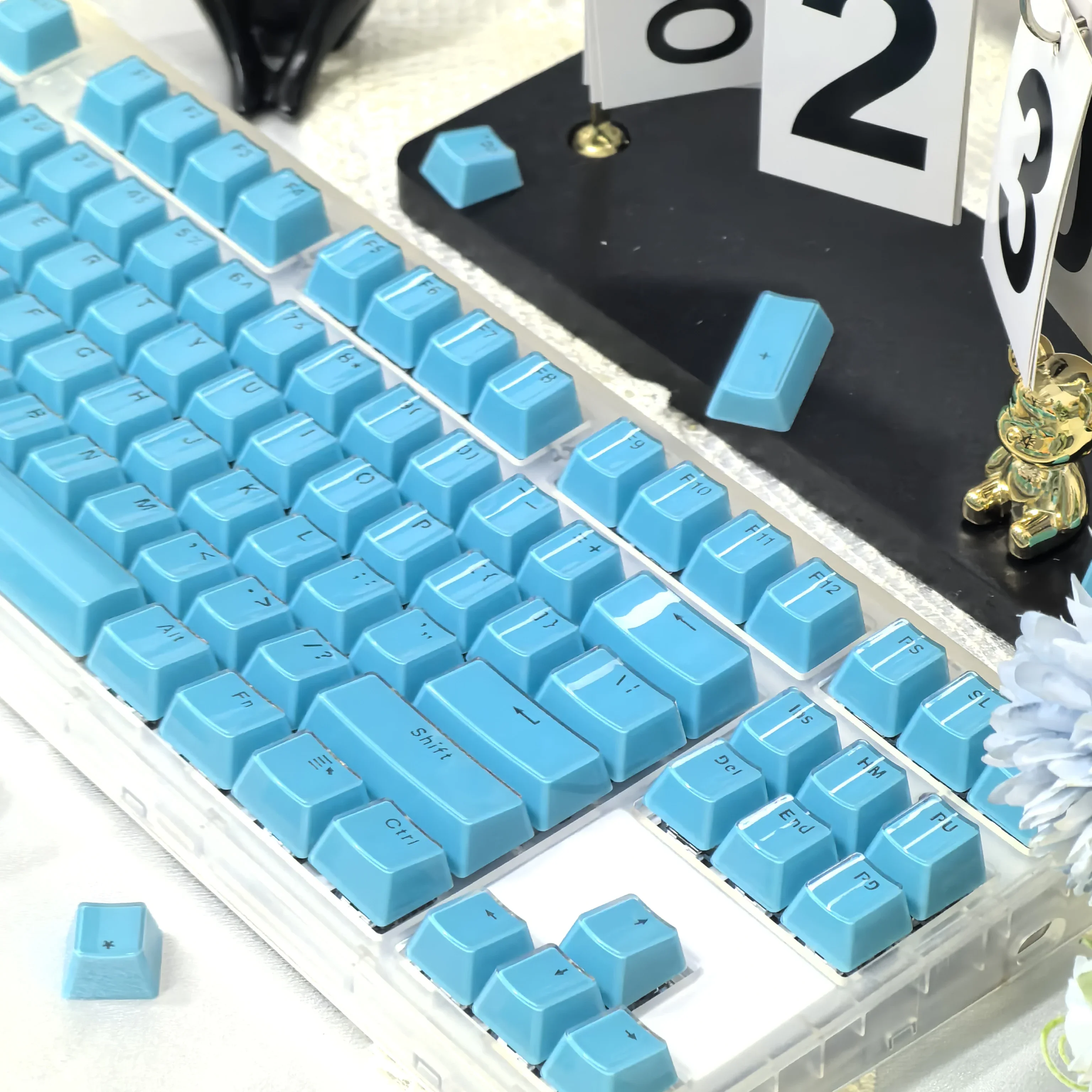 Blue Crystal Keycap 104 Key Square Rgb Translucent Suitable For 87/104/61 Keyboard Keycap Pc Pbt Oem Height Keycap