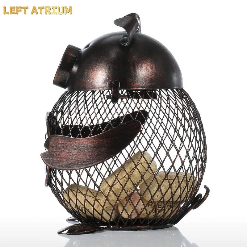 Iron Pig Ornament Handicrafts Pig Bottle Stopper Jar Home Decoration Hollow Sculpture Storage Jar Statue Model Storage Bottle