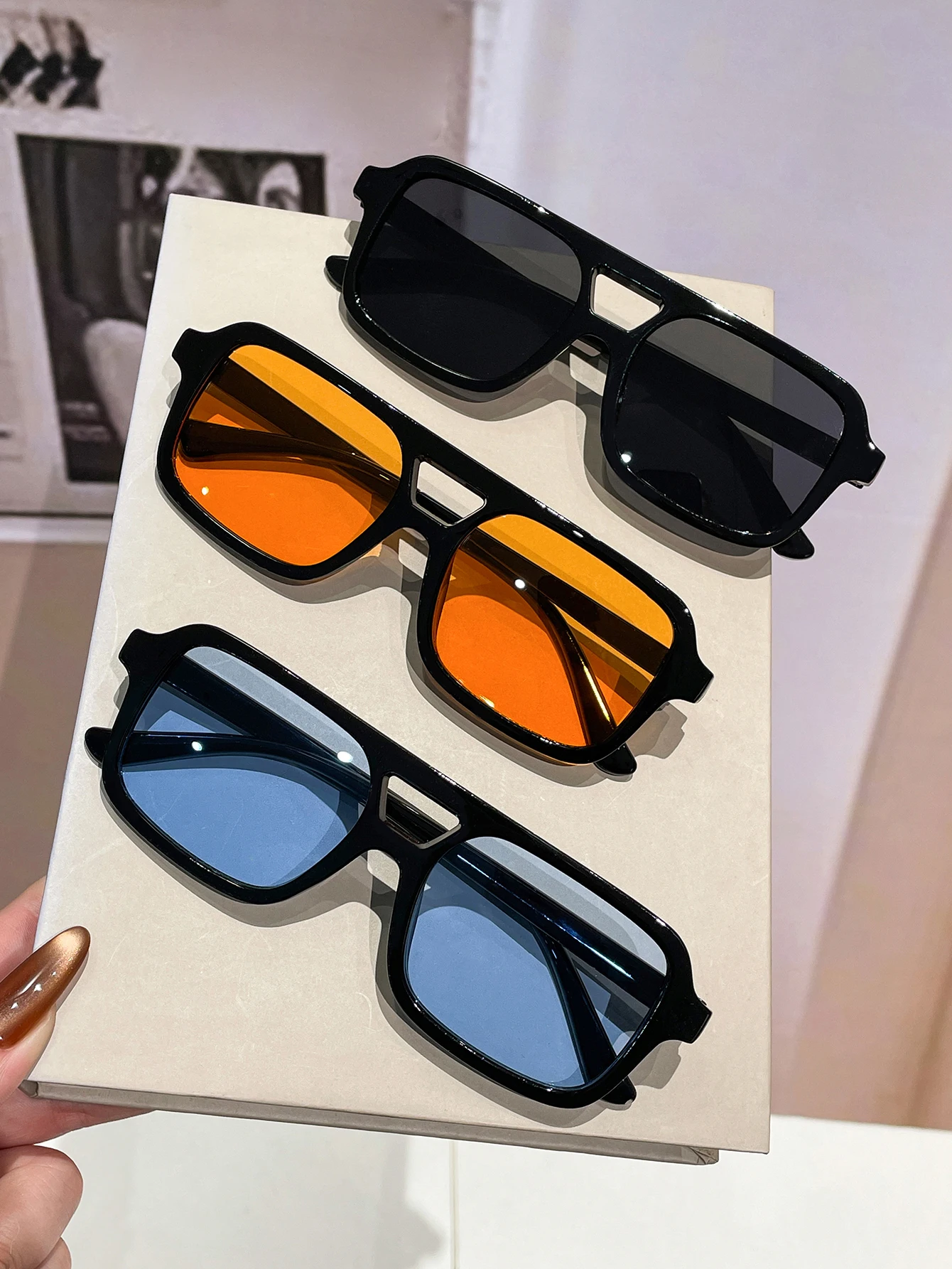 3PCS Unisex Pilot Frame Glasses Fashionable Eyewear Suitable for Daily Matching Double Bridge Pilot Style Optical Glasses