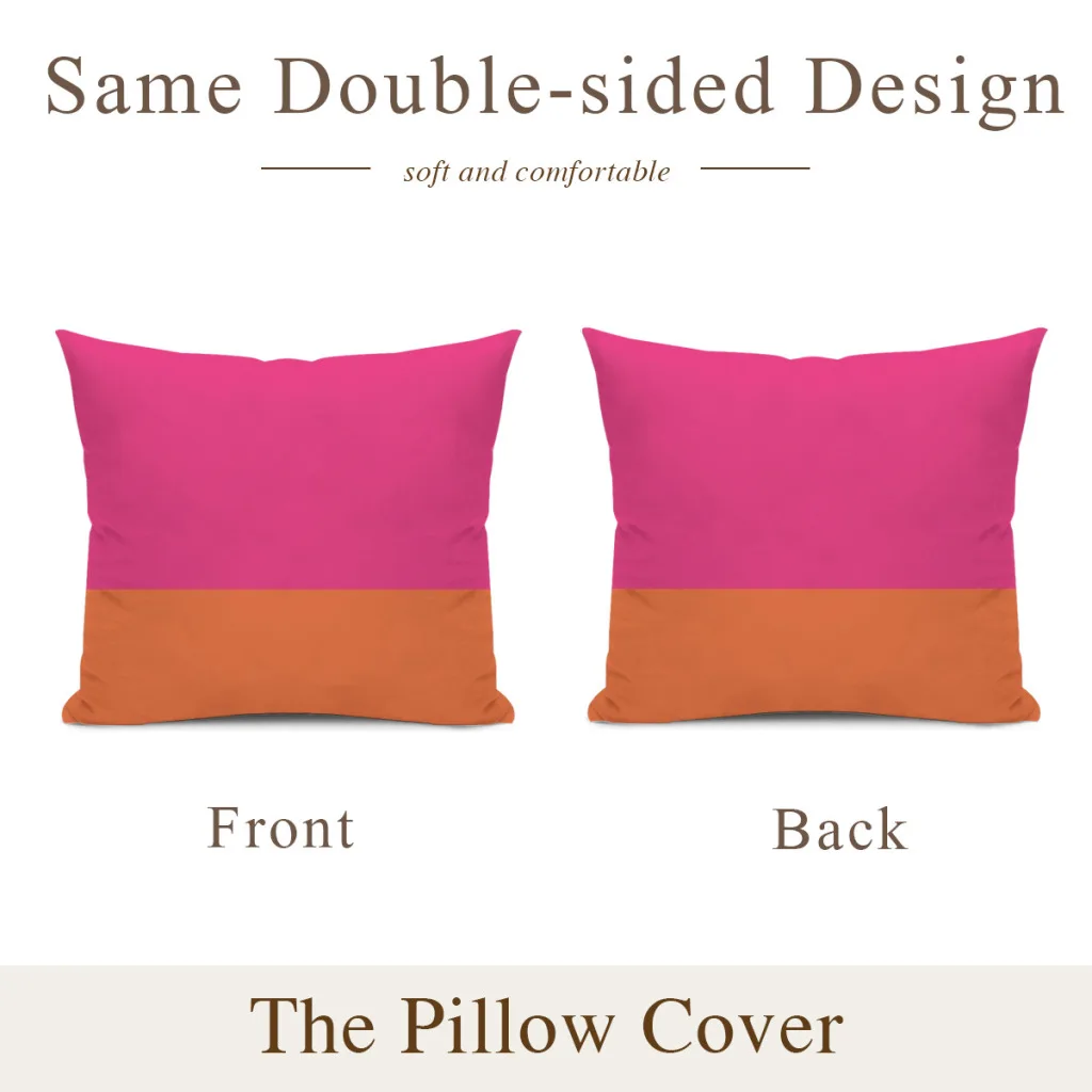 Hot Neon Pink and Orange Pop Minimalist Solid Color Block Pillowcase Cushions Cover Cushions Home Decoration Pillows For Sofa