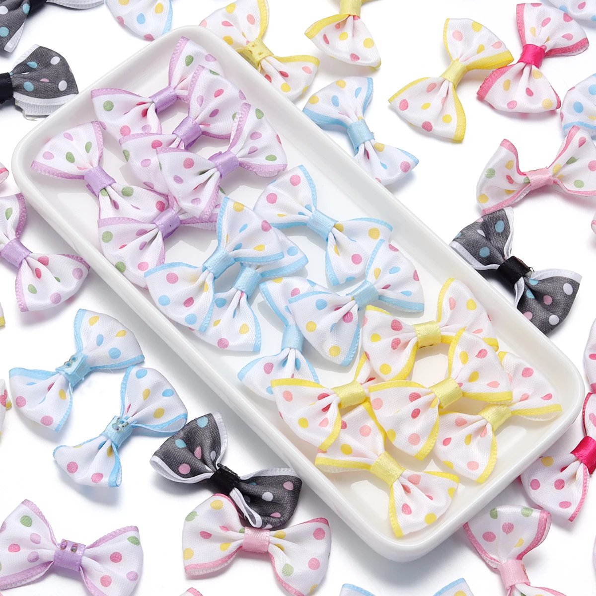 

30Pcs 2.7x3.7cm Wave Point Polyester Ribbon Bows Colorful Bowknots for DIY Sewing Crafts Handwork Gift Clothing Hair Accessories