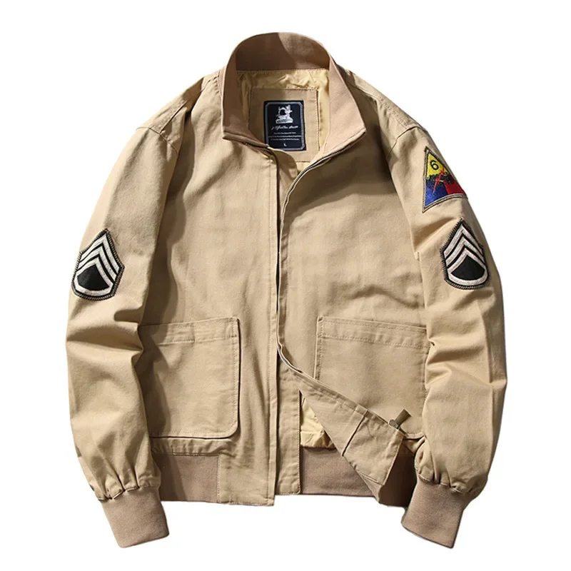 

2025 Brad Pitt Fury WW2 Tanker Khaki Spring Military Cotton Bomber Jacket Lightweight Men's Cotton Tanker Jacket
