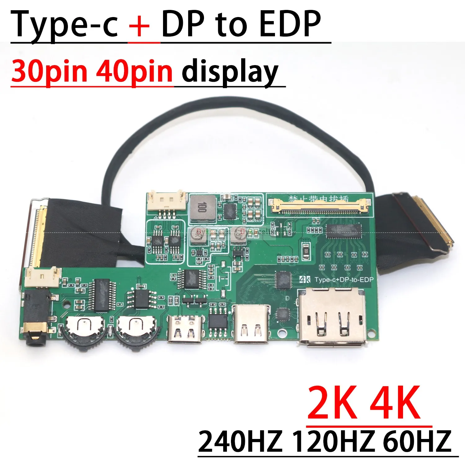 30pin 40pin USB Type-c DP to EDP Driver Board Signal Adapter 2K 4K 240HZ 60HZ Przenośny wyświetlacz LCD LED Lan Kabel koncentryczny