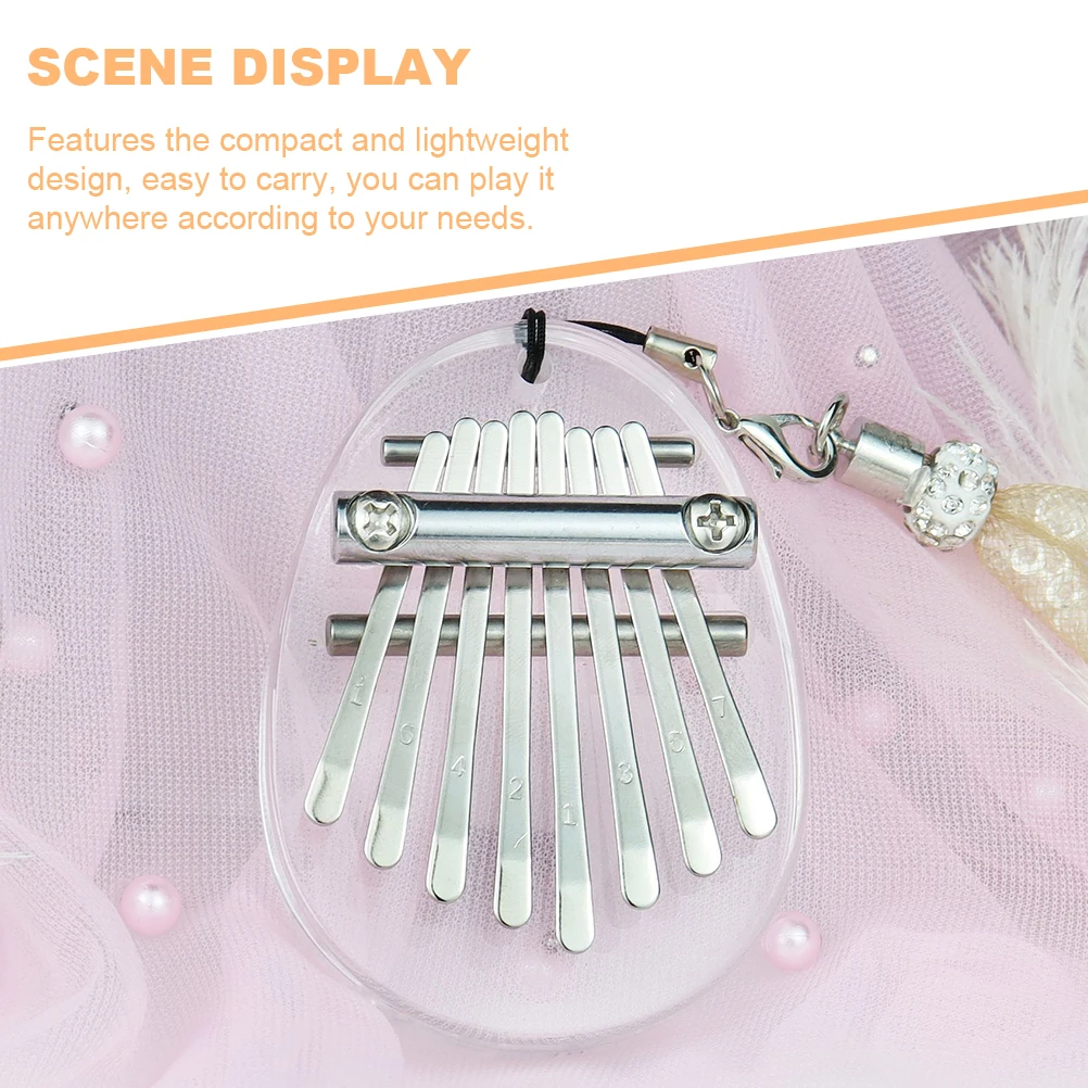 

1Set 8-Key Thumb Piano Small Kalimba Transparent Finger Instrument Multifunctional Stage Prop Accurate Tone