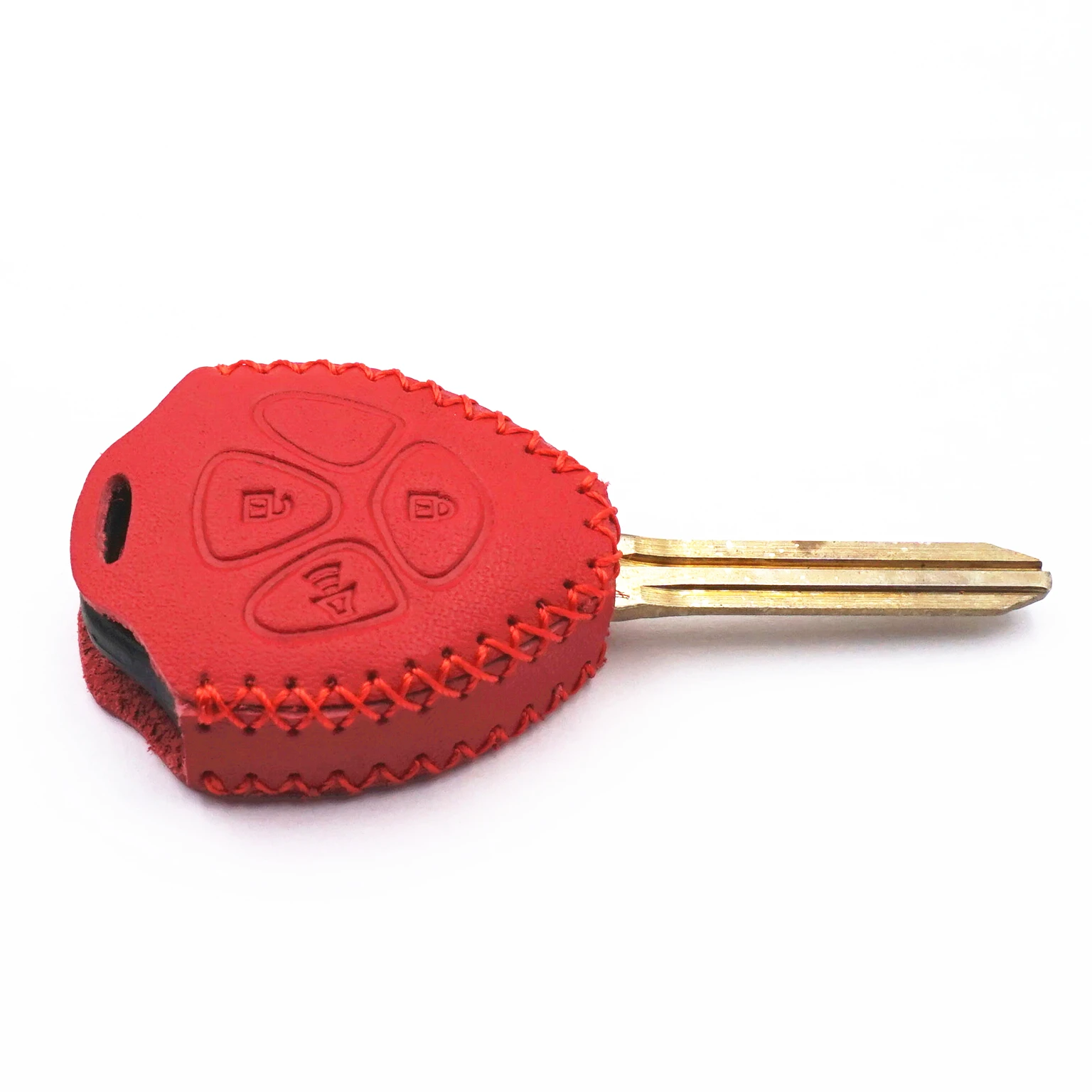 WFMJ Red Leather for Toyota Matrix 4Runner Venza Corolla RAV4 Yaris Scion iQ xB xD 3 Buttons Key Case Cover Fob (Red stitch)