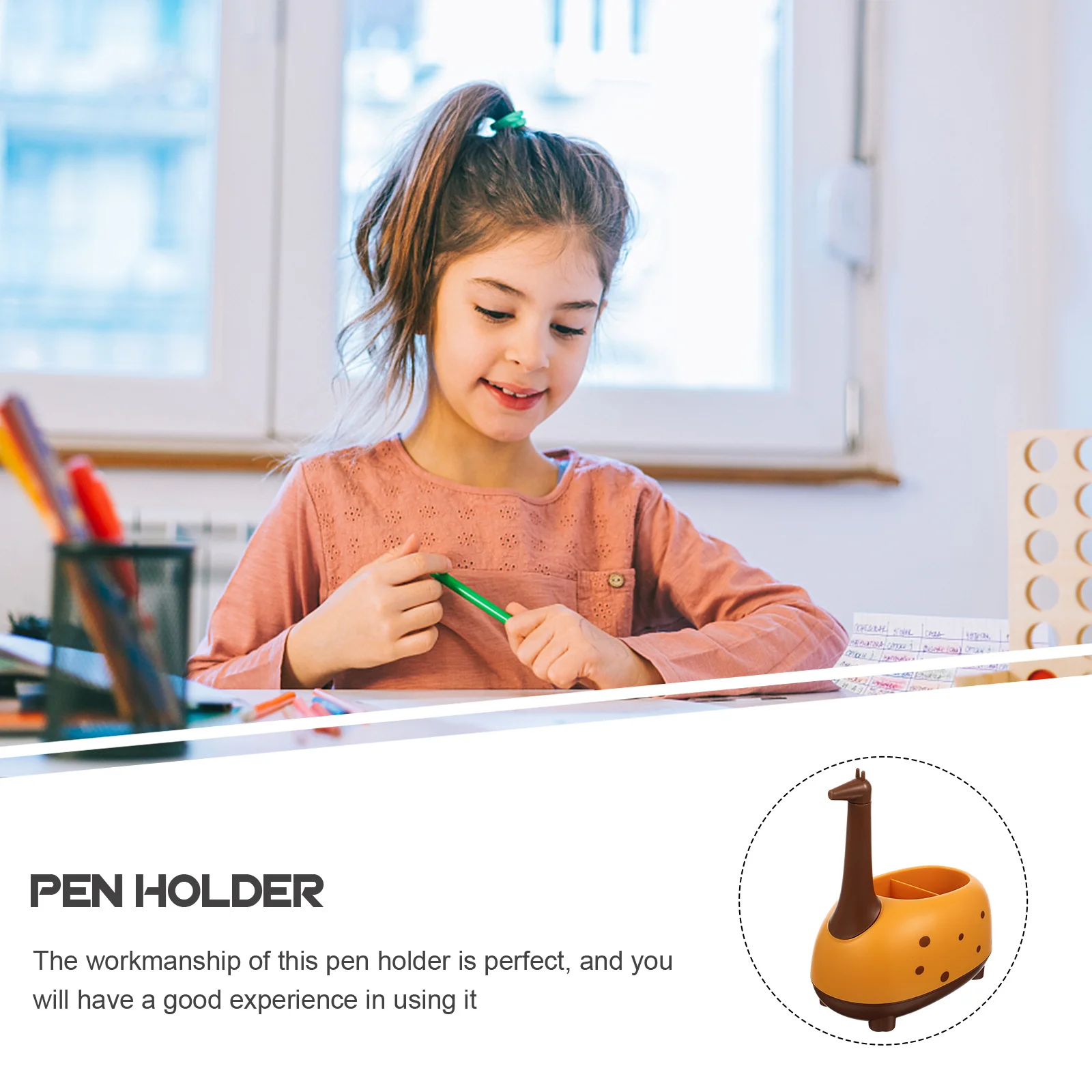 

Giraffe Pen Holder Large Capacity Plastic Student Desk Organizer Pencil Cup Office Supplies Storage Box Pencil Holder