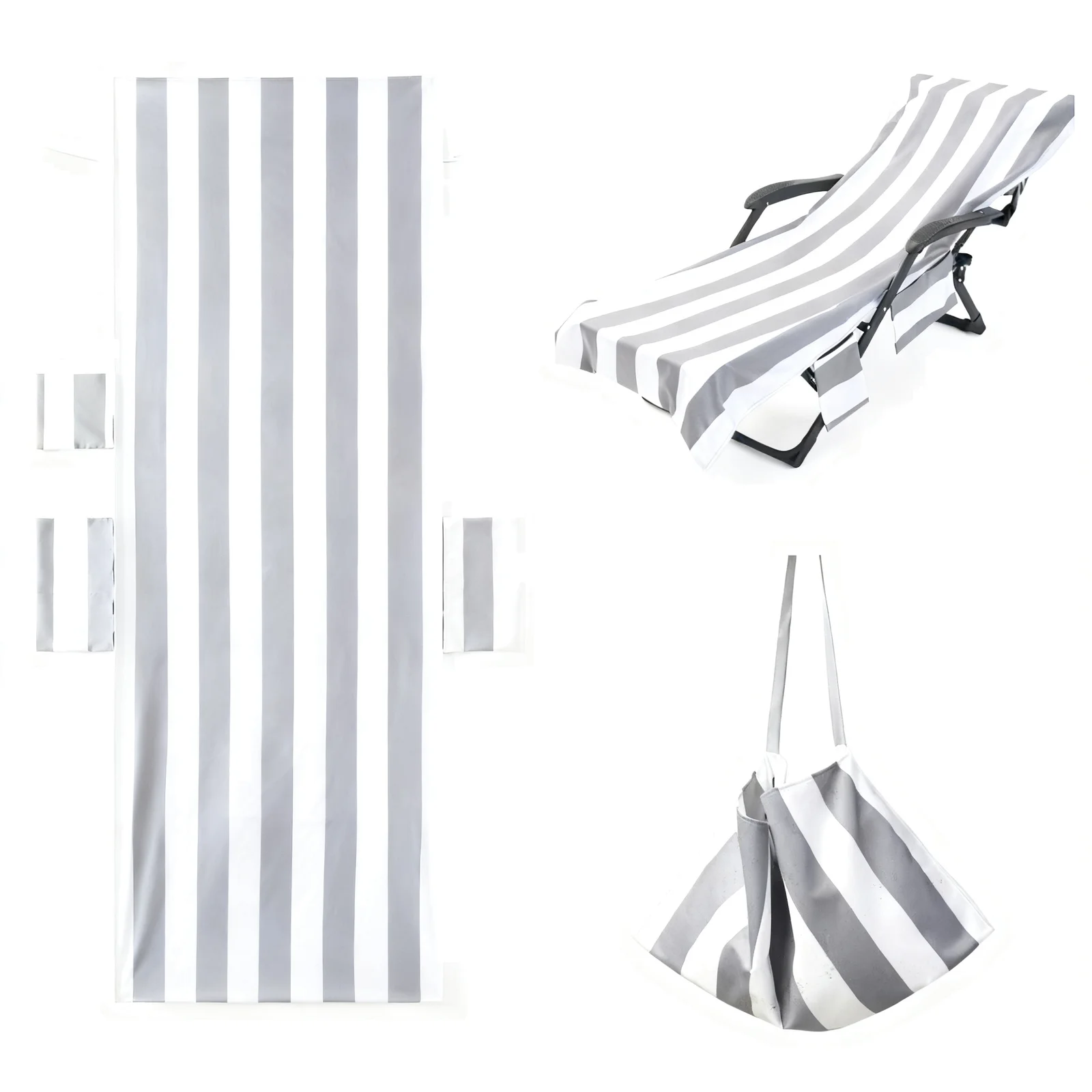 Striped Beach Towel Soft Microfiber Fabric Quick Drying Lightweight Portable Easy To Clean