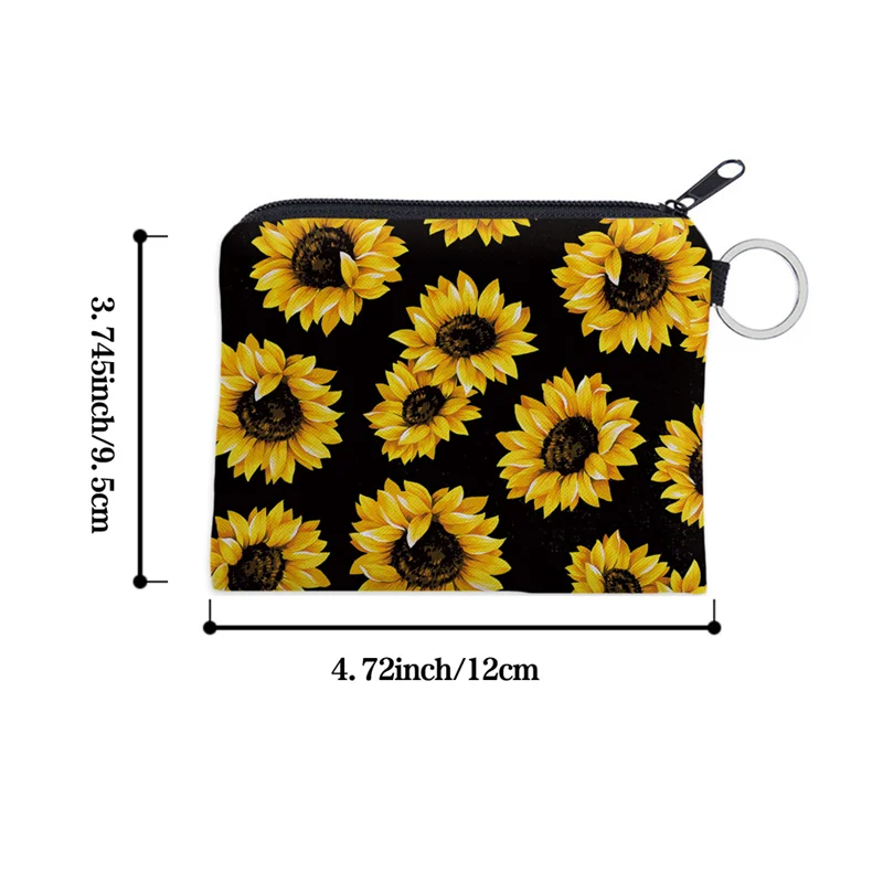 Cartoon Printing Coin Purse Classic Sunflower Change Bag Multi Functional Portable Key Card Bag Man Woman Wallet