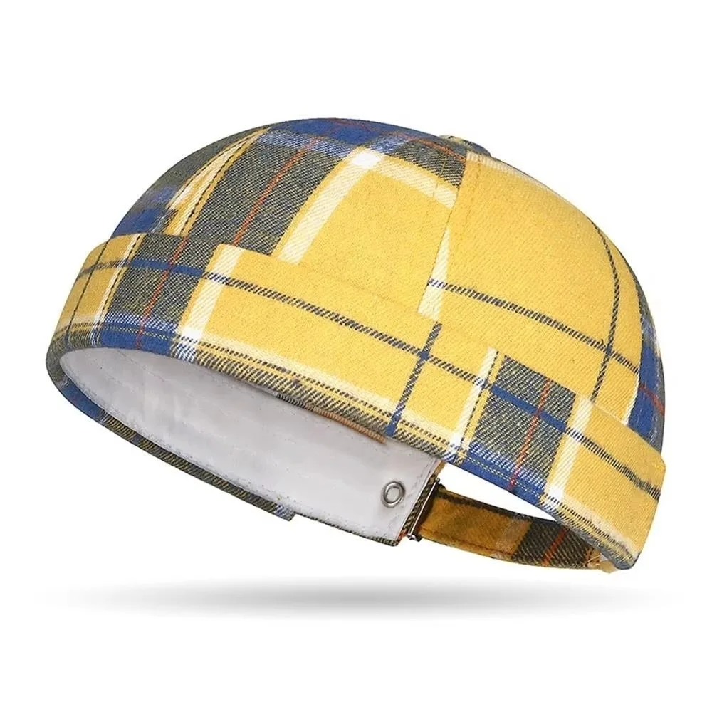 كبير متقلب البطيخ الجلد تانغ قبعة تنفس قابل للتعديل جولة أعلى قبعة صغيرة منقوشة المالك قبعة دوكر قبعة Brimless قبعة #1