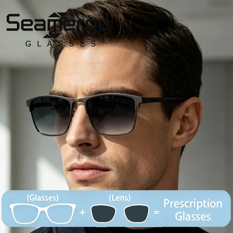 SEAMERGO Gray Lenses Prescription Glasses Men Single Version Customized Eyewear Women Trendy New Sunglasses Customization