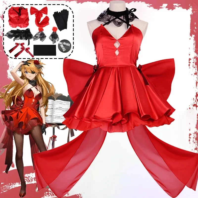 

3,k;6\g/CosplayNIKKE：The Goddess of Victory Asuka Langley Soryu Cosplay Costume Red Sexy Dress Party Uniform Suit Girls k;6,y'9\