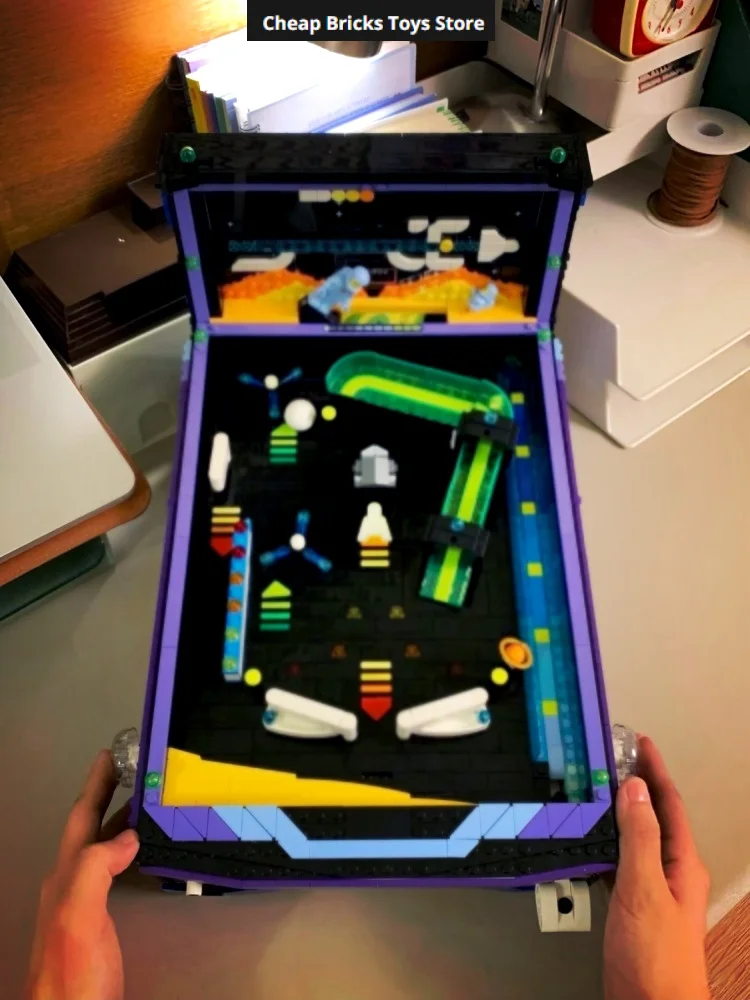 For Adults Cheapest 2274pcs Retro Game Marble Shooting Table Bricks Building Blocks Functional Pinball Machine Model Toys Gifts