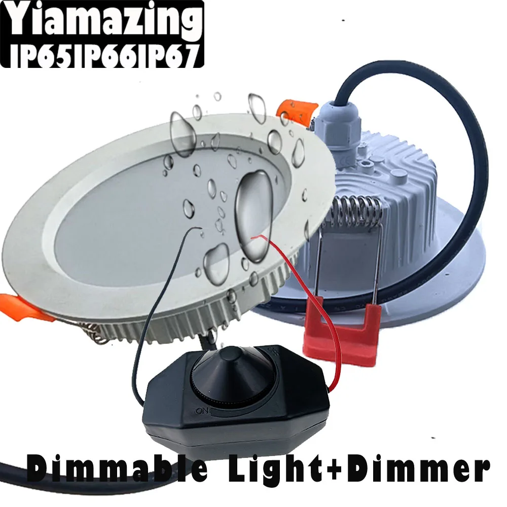 

White Dimmable With Dimmer IP65 IP66 IP67 LED Downlight Outdoor Waterproof 220V 7w 9W 12W 15W 18W Kitchen Bathroom Cieling Light