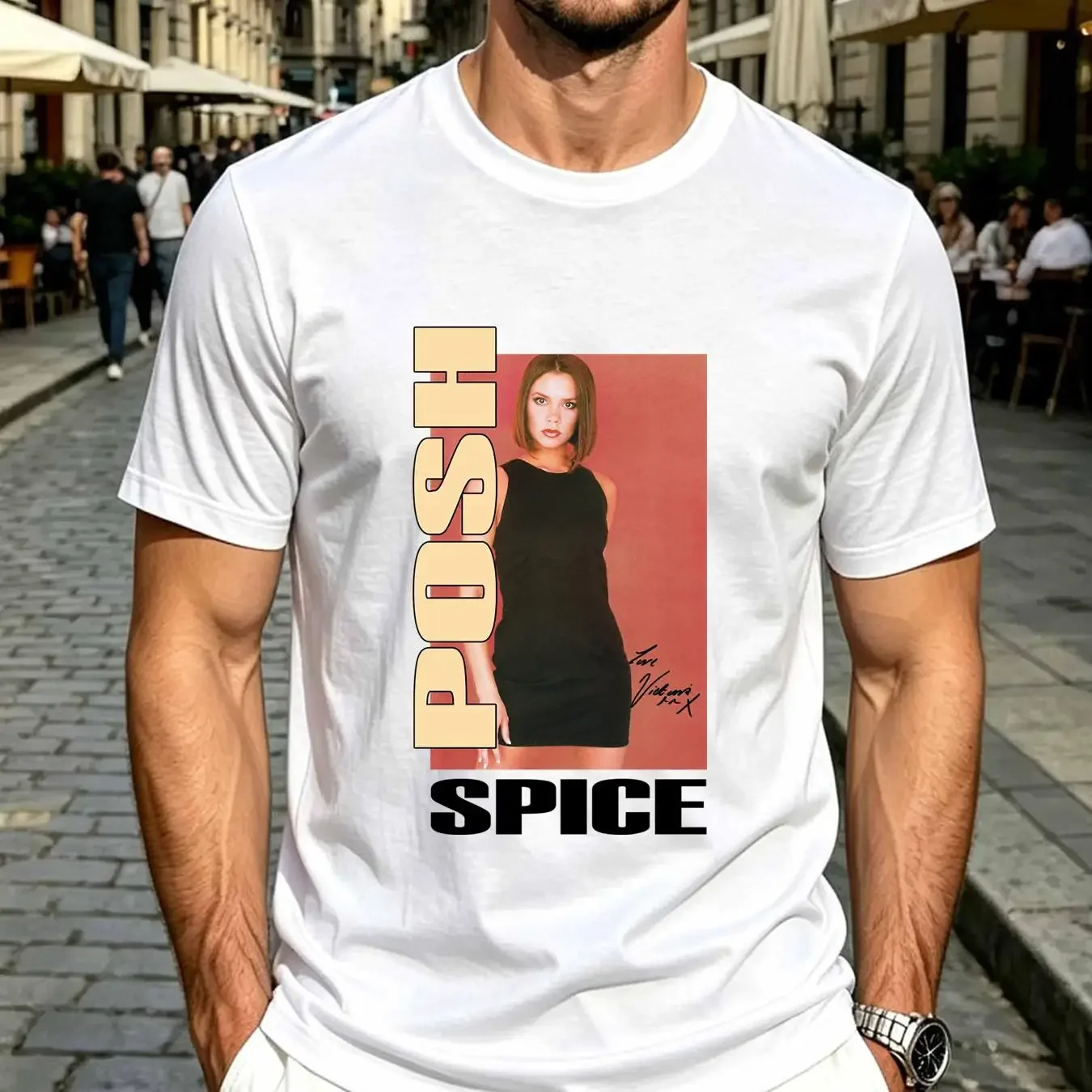 washed T Shirt Signed Posh Spice Girl White S 5XL EE036 long or short sleeves vintage Washed fashion Stretched