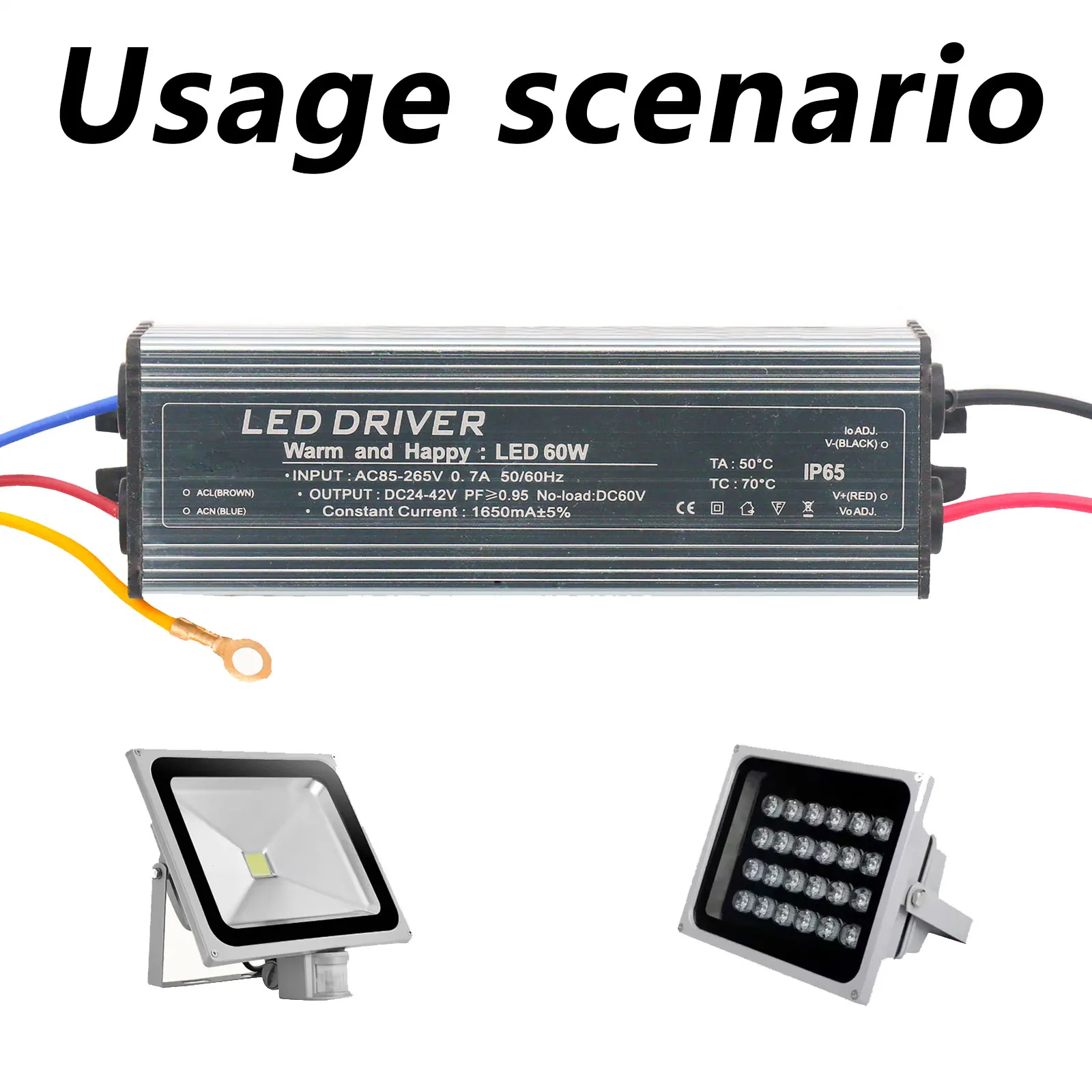 LED driver 60W AC 85-265V 1650mA aluminum power supply built-in Constant Voltage DC 24-42V suitable for ceiling lamps and wall l